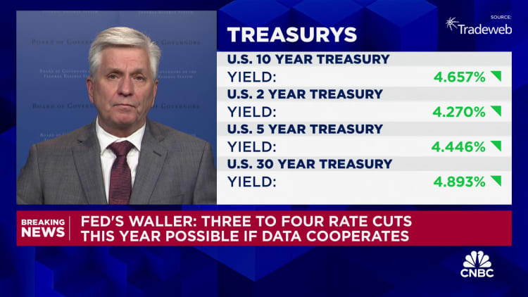 Waller do Fed: As taxas podem cair na primeira metade do ano se os dados permanecerem na tendência