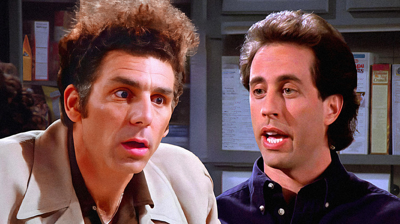 Kramer e Jerry parecendo chocados com Seinfeld