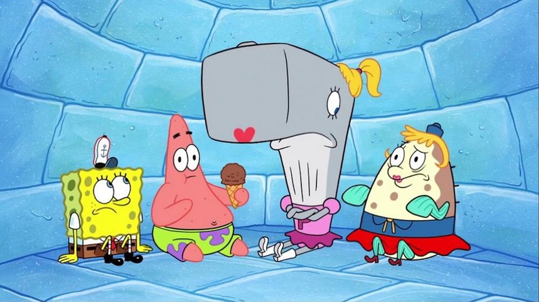 Bob Esponja, Patrick, Pearl e a Sra. Puff chegaram ao congelador no episódio do Bob Esponja Calça Quadrada Siriguejo Kwarantined