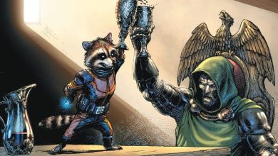 Marvel Comics Rocket Raccoon e Doctor Doom fazendo um brinde